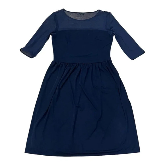 Emme Marella Navy Mesh Top Fit & Flare Dress L - Picture 1 of 4